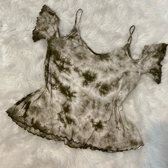 American eagle outfitters Olive off the shoulder soft and sexy Tee Size large - Picture 1 of 5